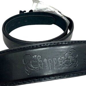 NEW Medium Black Tooled PU Leather‎ Vegan Chopper Biker Belt Size Large 40"